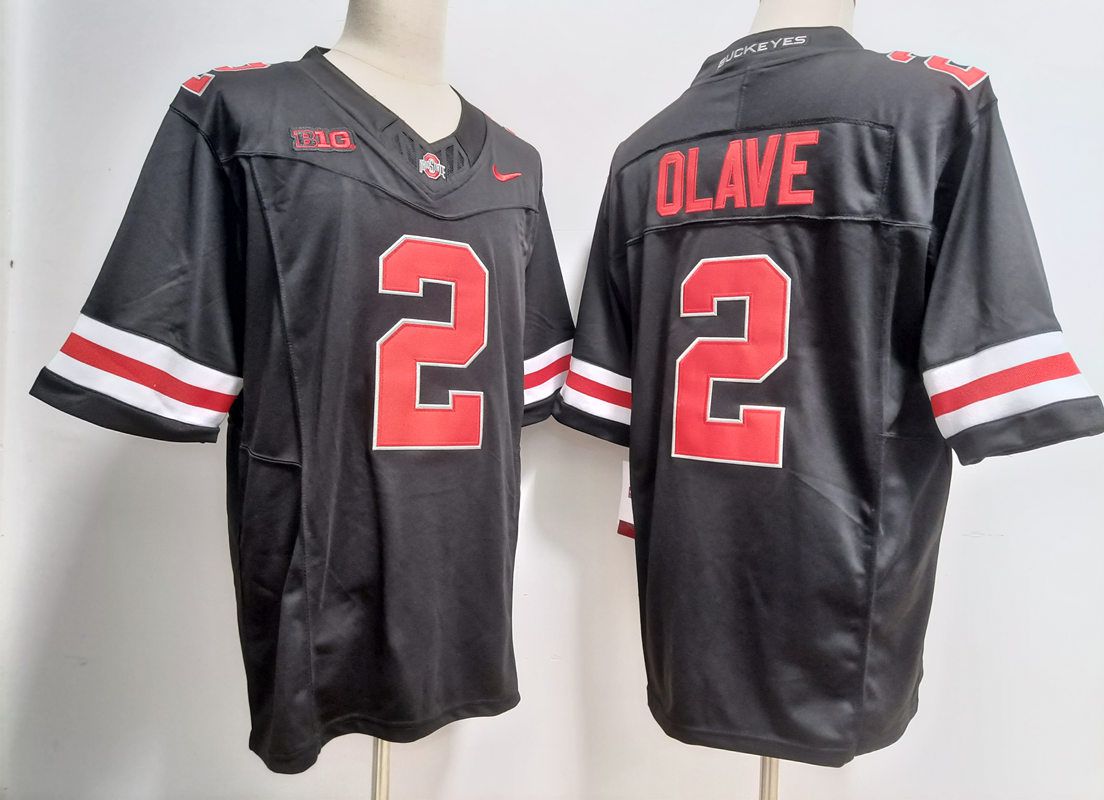Men Ohio State Buckeyes #2 Olave Black Nike 2025 NCAA Jersey style 1